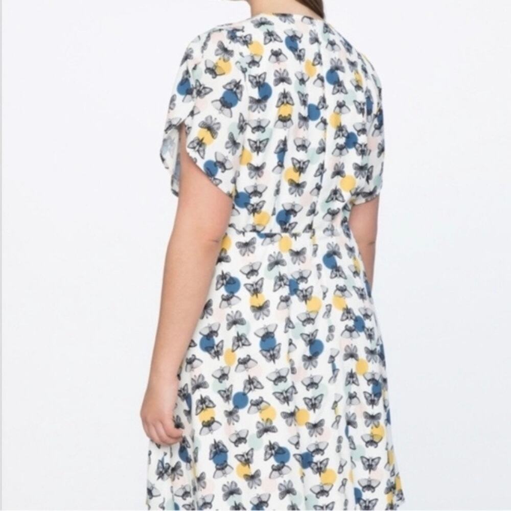 Eloquii White Dot Butterfly Print Flutter Sleeve … - image 2